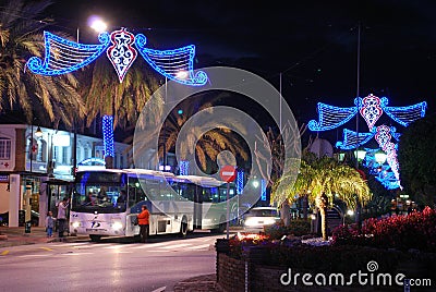 Town centre at Christmas, La Cala de Mijas, Spain. Editorial Stock Photo