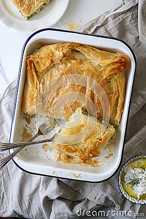 Spanakopita - Traditional greek recipe Stock Photo