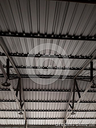 Spandex metal roof with lamp Stock Photo