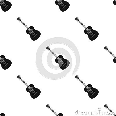 Spanish acoustic guitar icon in black style isolated on white background. Spain country symbol stock vector illustration Vector Illustration