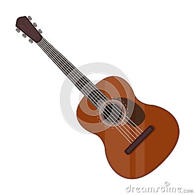 Spanish acoustic guitar icon in cartoon style isolated on white background. Spain country symbol stock vector Vector Illustration