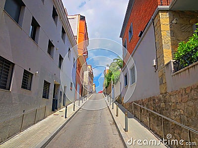 Barcelona streets in the center of historic city Editorial Stock Photo