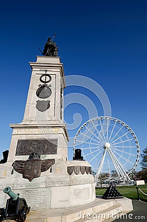 Spanish Armada Monument and Plymmouth Eye Stock Photo