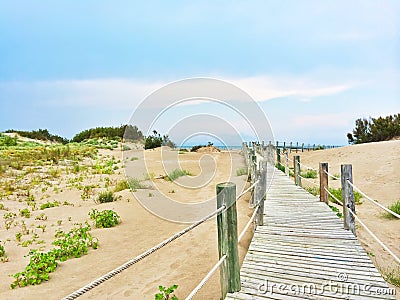 Spanish beach with white sand dunes Stock Photo