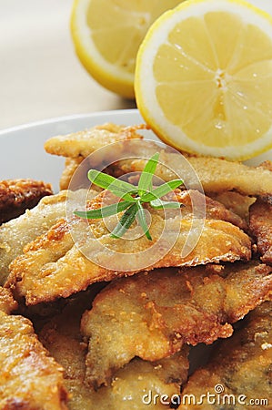 Spanish boquerones fritos, battered and fried anchovies typical Stock Photo