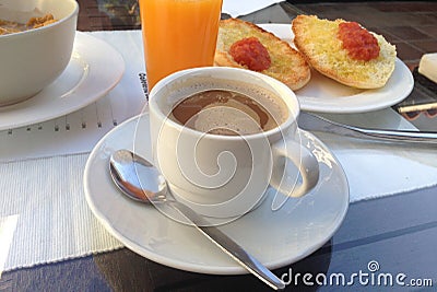 Spanish breakfast with orange juice Stock Photo