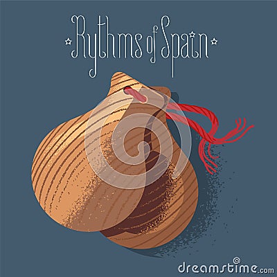 Spanish castanets vector illustration, design element Vector Illustration