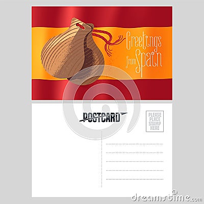 Spanish castanets vector postcard template Vector Illustration