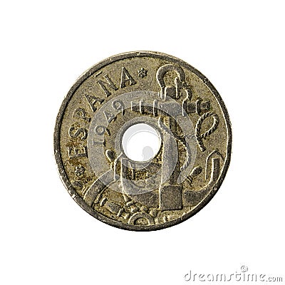 50 spanish centimos coin 1949 reverse Stock Photo