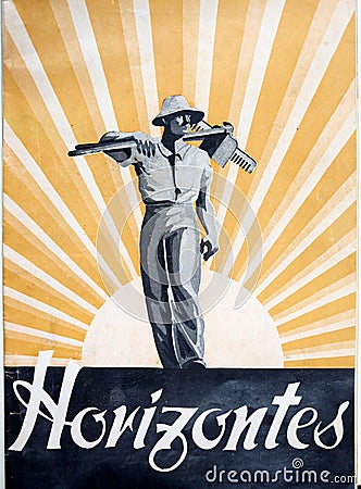 Spanish civil war. Cover of the Francoist magazine Horizons. Stock Photo