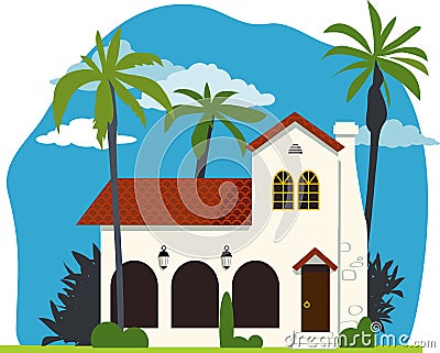 Spanish colonial house Vector Illustration