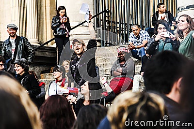 Spanish community in Belgium protesting against Spanish Monarchy Editorial Stock Photo