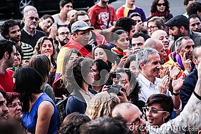 Spanish community in Belgium protesting against Spanish Monarchy Editorial Stock Photo