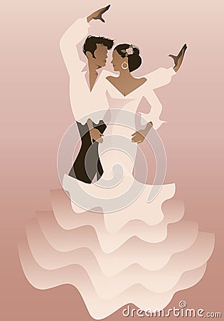 Spanish couple flamenco dancers. Vector Illustration Stock Photo