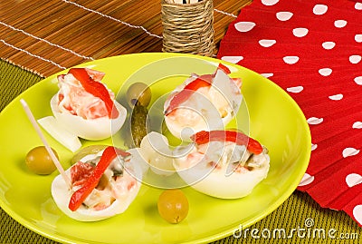 Spanish egg tapa Stock Photo