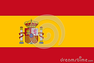 Spanish flag with official proportions and color.Genuine.Original flag of Spain Vector Illustration