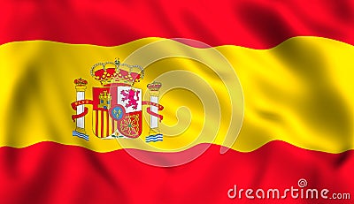 spanish flag waving in the wind symbol of spain Stock Photo
