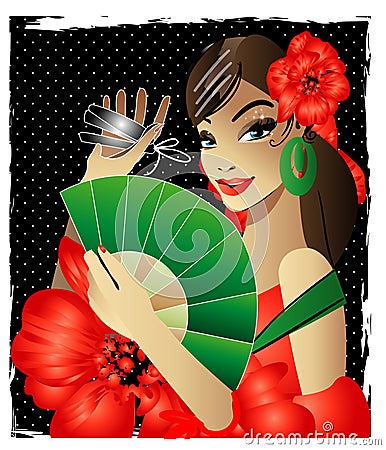 Spanish Flamenco dancer Vector Illustration