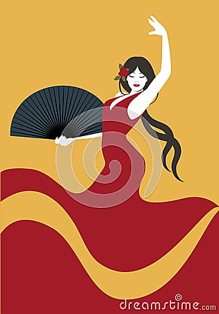 Spanish flamenco dancer with a fan Stock Photo