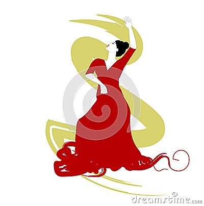Spanish Flamenco dancer Vector Illustration