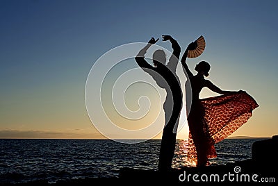 Spanish flamenco dancers dancing Stock Photo