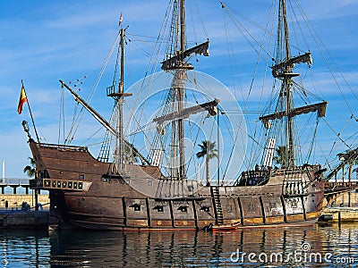 Spanish Galleon 16-18th. Century ship Alicante Costa Blanca Spa Editorial Stock Photo