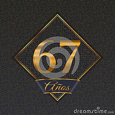 Spanish golden number 67 templates Vector Illustration