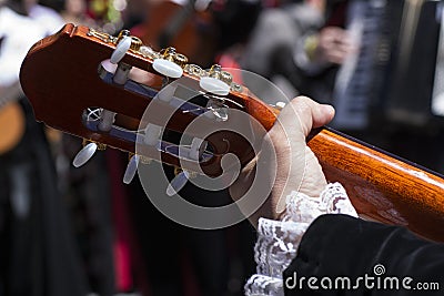 Spanish Guitar and Hand Musician Stock Photo