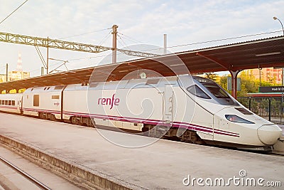 Spanish highspeed train AVE in Chamartin Station Editorial Stock Photo