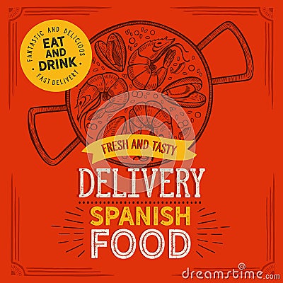 Spanish illustration - paella delivery Vector Illustration