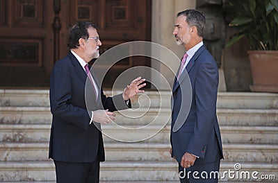 Spanish King and Prime minister summer Meeting Editorial Stock Photo