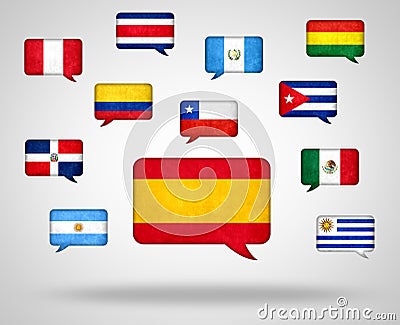 Spanish language in the World - Different Countries with Spanish as language Stock Photo