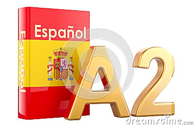 A2 Spanish level, concept. Level pre intermediate, 3D rendering Stock Photo