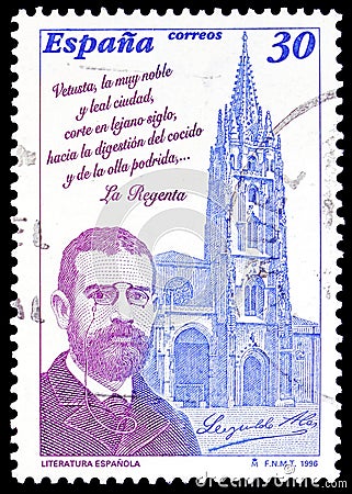 Spanish Literature: Leopoldo Garcia-Alas, Oviedo Cathedral, Famous People serie, circa 1996 Editorial Stock Photo