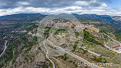 Spanish medieval town of Cantavieja aerial view, Teruel. Spain Stock Photo