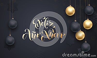 Spanish New Year Feliz Ano Nuevo decoration golden ornament greeting Stock Photo