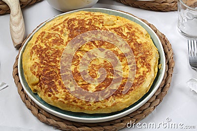 Spanish omelette with eggs potatoes and onions Stock Photo