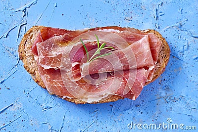 Spanish pa amb tomaquet with serrano ham Stock Photo