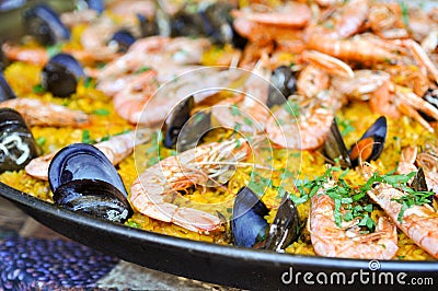 Spanish Paella Close Up Stock Photo