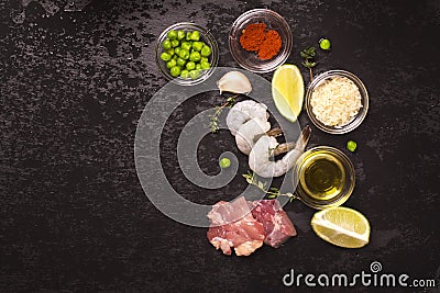 Spanish paella ingredients Stock Photo