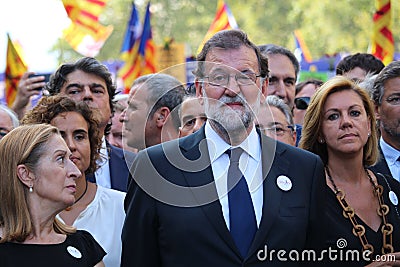 Spanish prime minister Mariano Rajoy at manifestation against terrorism Editorial Stock Photo