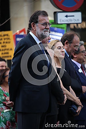 Spanish prime minister Rajoy at manifestation against terrorism Editorial Stock Photo