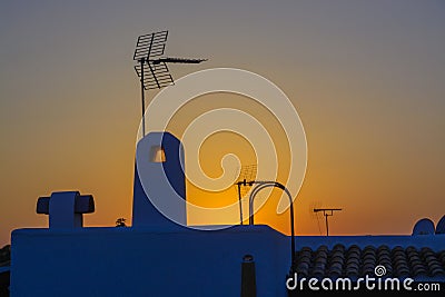 Spanish roof with antenna Stock Photo