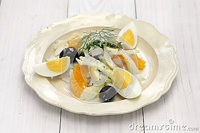 Spanish salt cod orange and olive salad Stock Photo