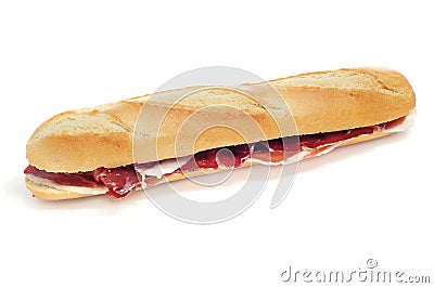 Spanish serrano ham sandwich Stock Photo