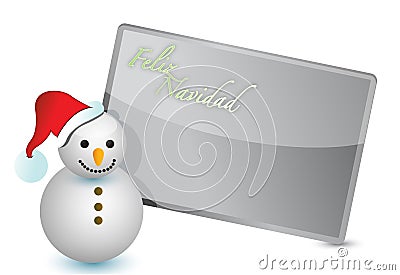 Spanish - snowman christmas card illustration Vector Illustration