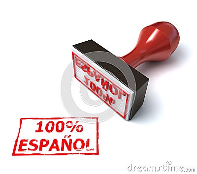 100% spanish stamp 3d rendering Cartoon Illustration