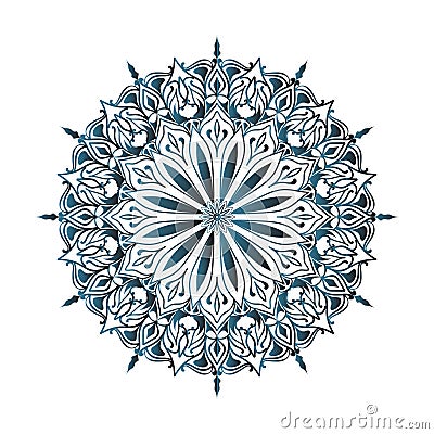Spanish Traditional Azulejo Blue Glazed Color Islamic floral Decoration Mandala Background Pattern Vector Illustration
