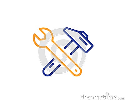 Spanner and hammer line icon. Repair service sign. Vector Vector Illustration