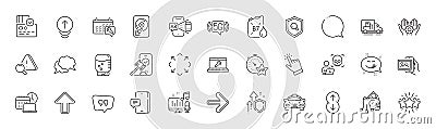 Spanner, Hdd and Attention line icons. For web app, printing. Line icons. Vector Vector Illustration